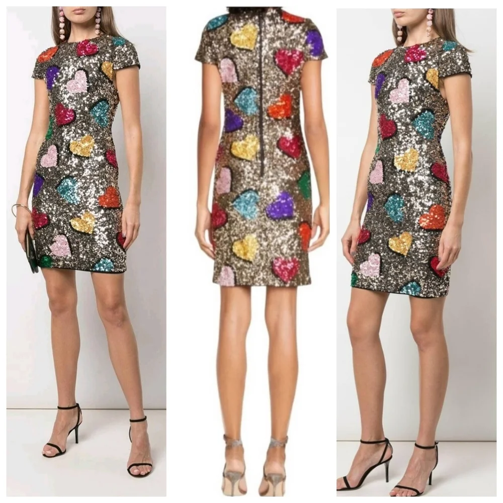 Alice + olivia Nat Heart Sequin Mini Dress Size 0 - Picture 5 of 16